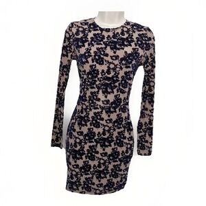 Velvet Burnout Whimsigoth Floral Fairy Dress Navy Blue Windsor Sz small Zip Prom